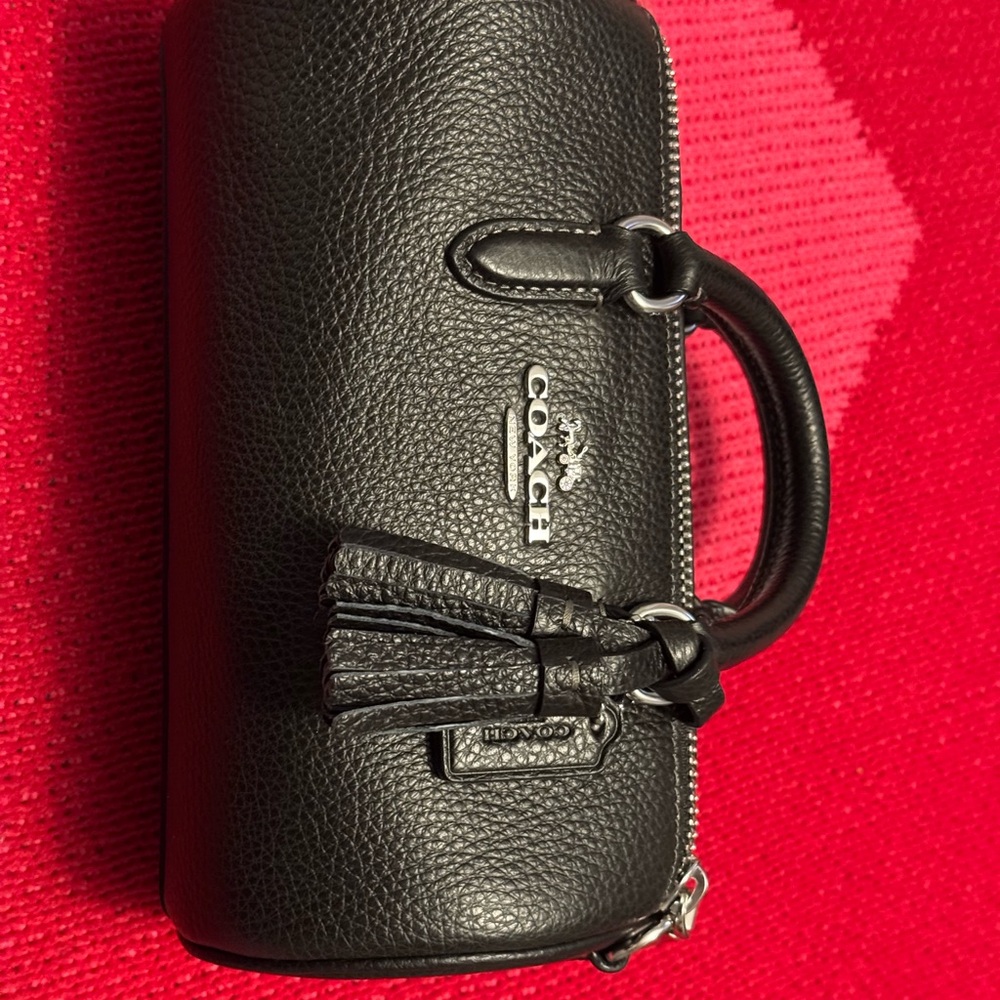 Coach Black lacey mini barrel bag